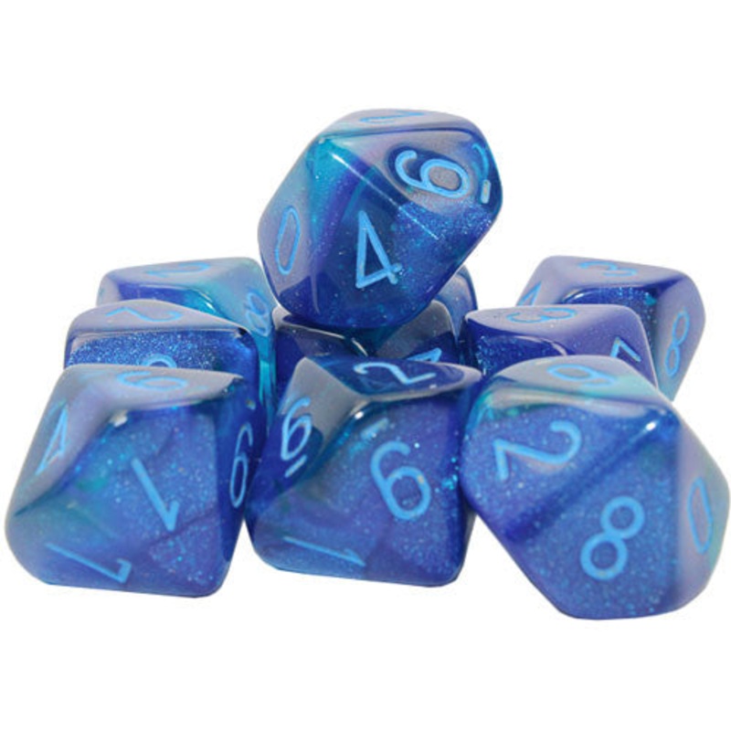 Chessex d10 Set: Gemini Luminary – Blue-Blue w/Light Blue (10)