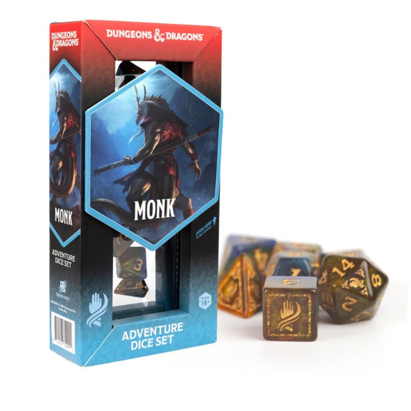 Sirius D&D Adventure Dice Set: Monk – Blue/Gold (12-Set)