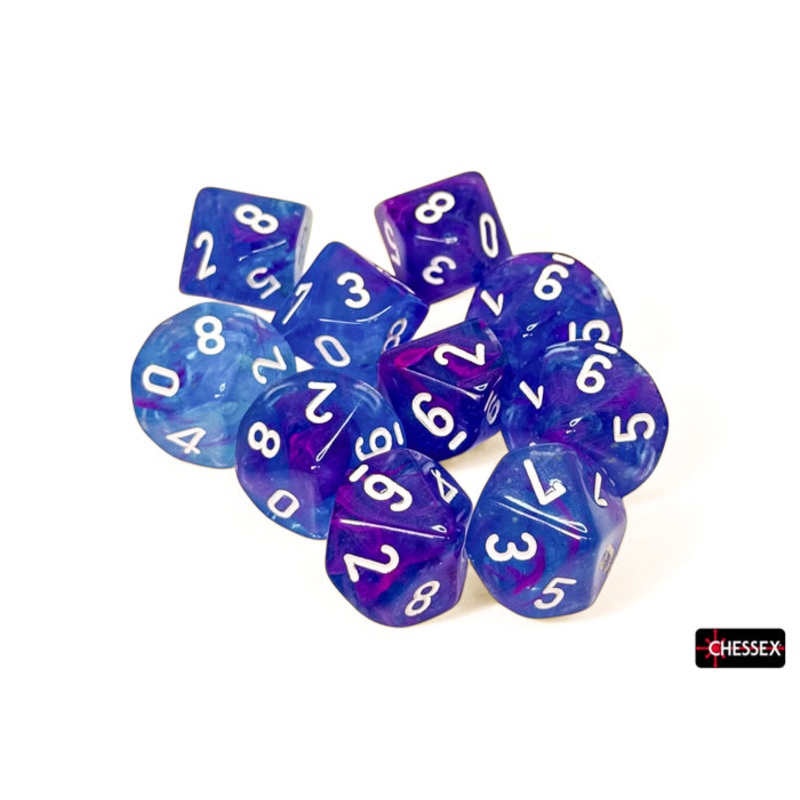 Chessex d10 Set: Nebula Luminary – Aura w/White (10)