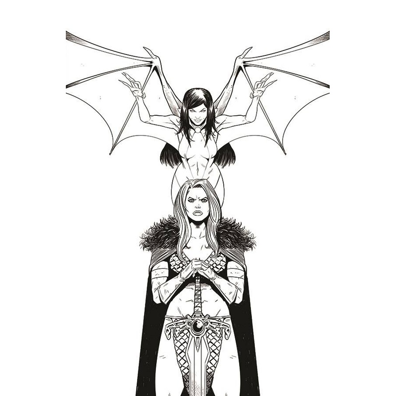 VAMPIRELLA RED SONJA #11 1:11 MOSS B&W VIRGIN FOC INCV