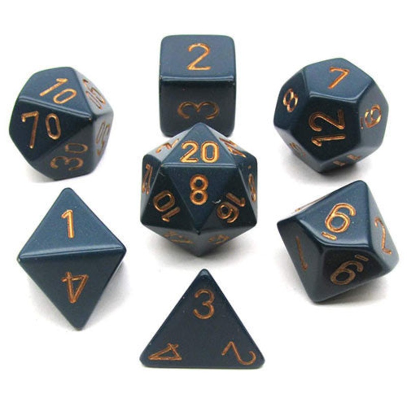 Chessex Dice Set: Opaque – Dusty Blue/Copper (7)
