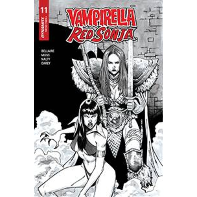 VAMPIRELLA RED SONJA #11 1:15 PEEPLES B&W HOMAGE INCV