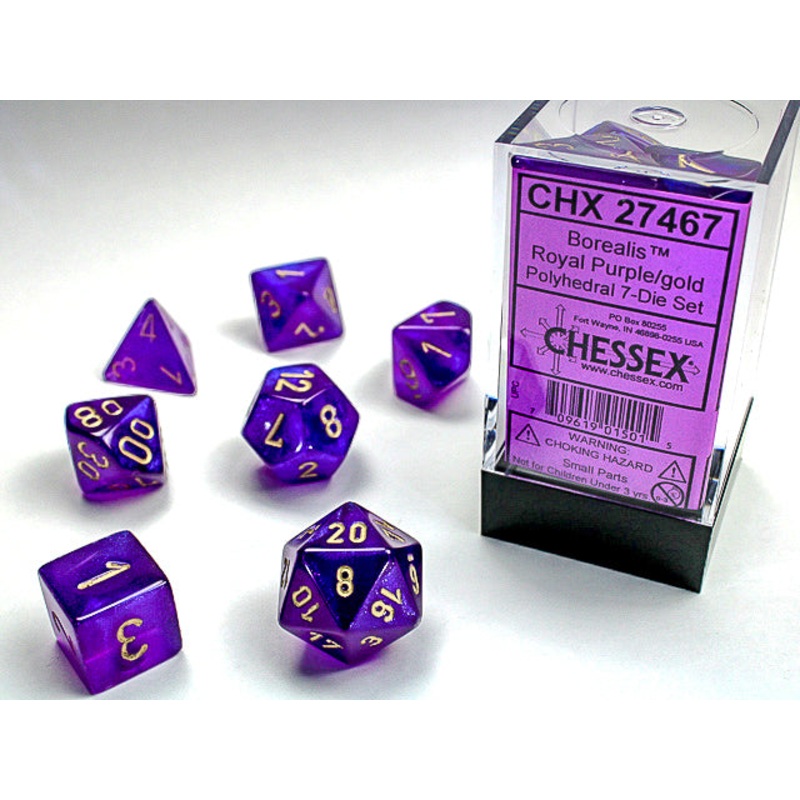 Chessex Dice Set: Borealis Royal Purple/Gold (7)