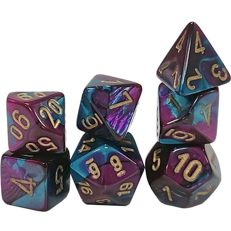 Chessex Mini Dice Set: Gemini – Purple-Teal w/Gold (7)