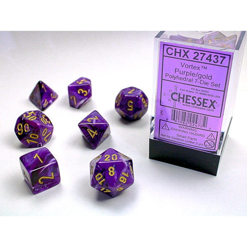 Chessex Dice Set: Vortex Purple/Gold (7)