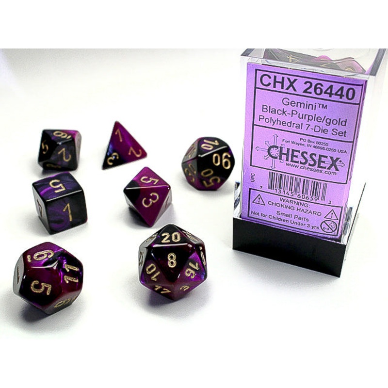 Chessex Dice Set: Gemini Black-Purple w/Gold (7)