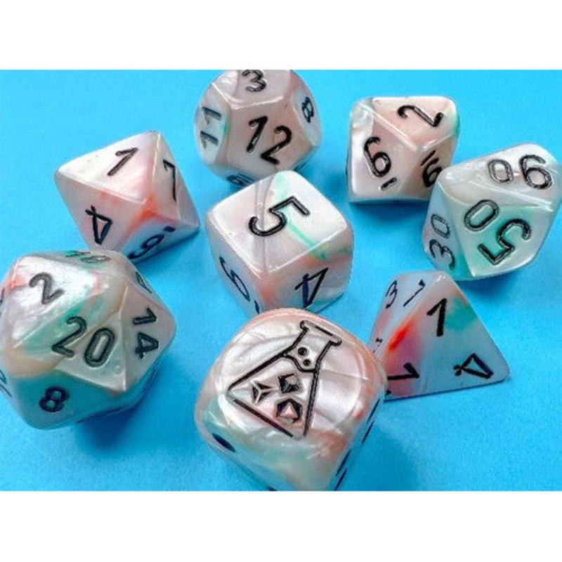 Chessex Lab Series 6 Dice Set: Lustrous Luminary – Sea Shell w/Black (7)