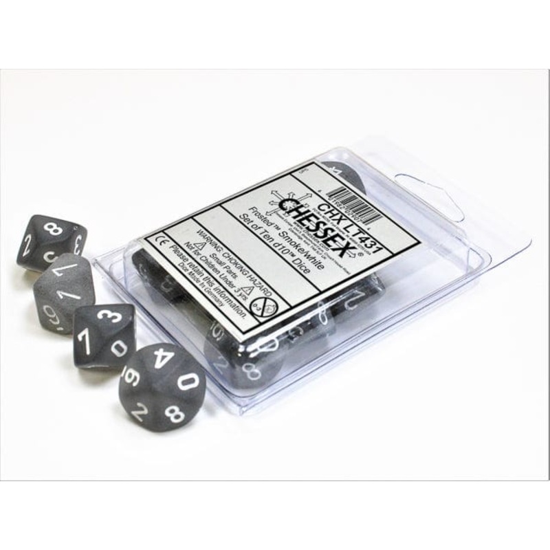 Chessex d10 Set: Translucent Smoke/White (10)