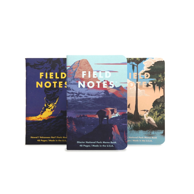 Field Notes 3-Pack: National Parks Series F – Glacier, Hawai’i Volcanoes, Everglades