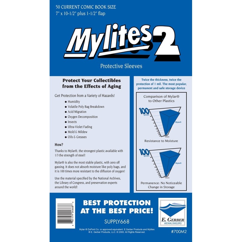 Mylites 2 Current Comic Book Size Bags (Pack of 50)