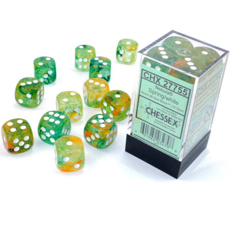 Chessex 16mm d6 Set: Nebula Luminary – Spring/White (12)