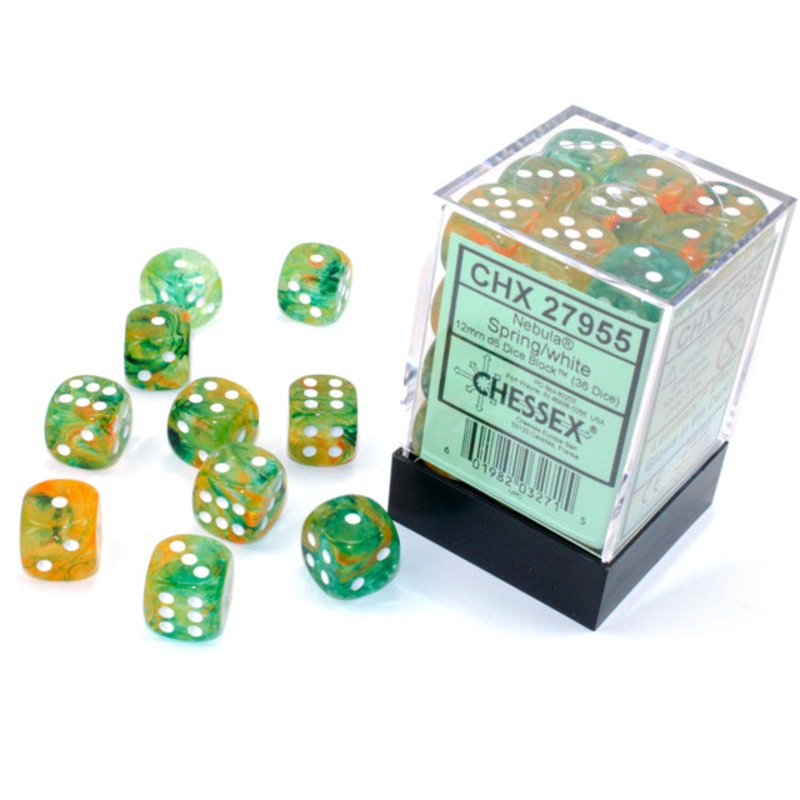 Chessex 12mm d6 Set: Nebula Luminary – Spring w/White (36)