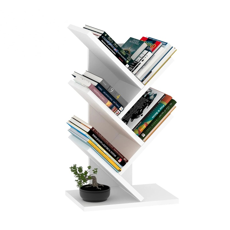 Ascend Modern Tree Bookshelf 5 Tier – Space Saving Corner Bookshelf
