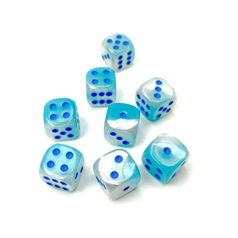 Chessex 12mm d6 Set: Gemini Luminary – Pearl Turquoise-White/Blue (36)