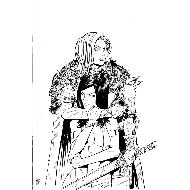 VAMPIRELLA RED SONJA #12 1:11 MOSS B&W VIRGIN FOC INCV