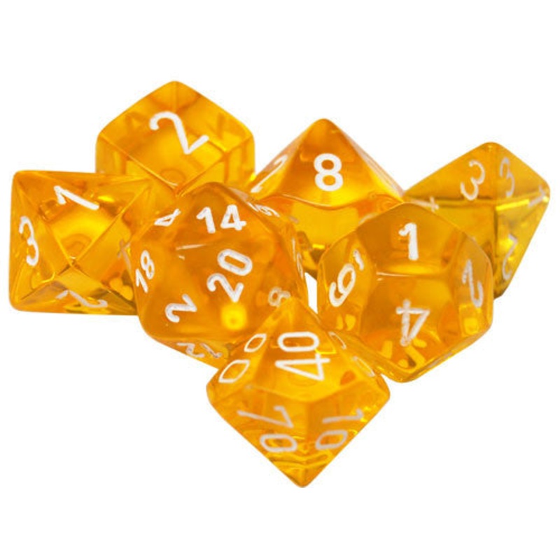 Chessex Dice Set: Translucent Yellow/White Set (7)