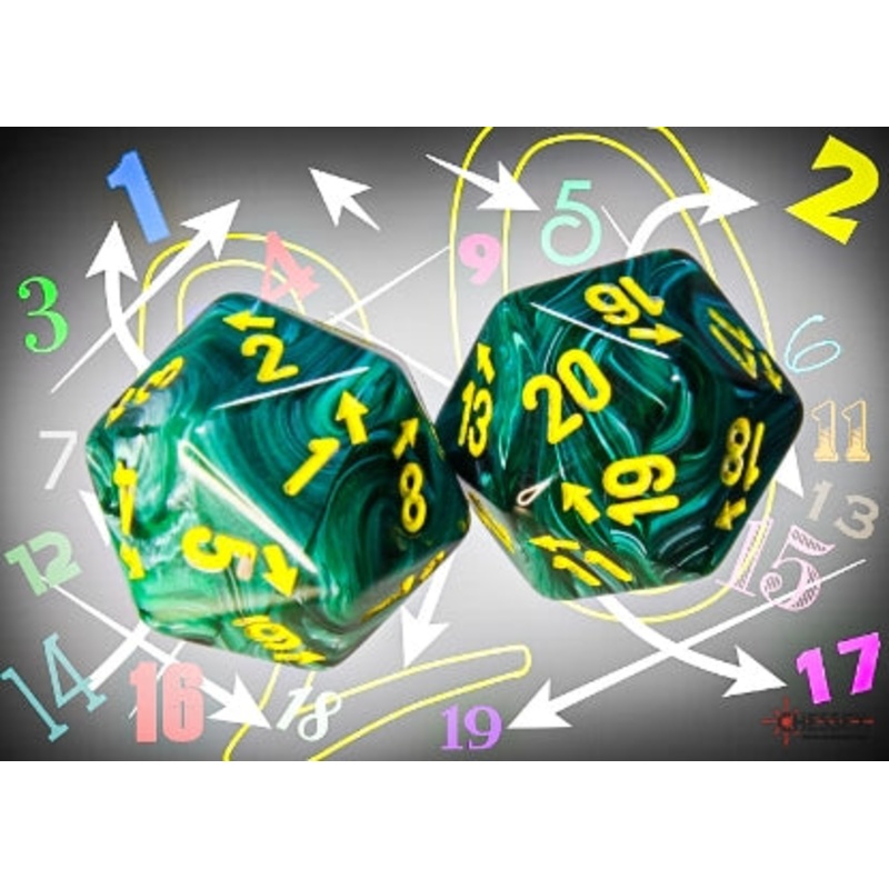 Chessex: Vortex Countup and Down D20 – Malachite/Yellow (1)