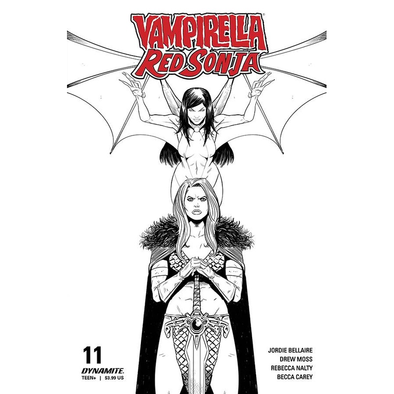 VAMPIRELLA RED SONJA #11 1:10 MOSS B&W INCV