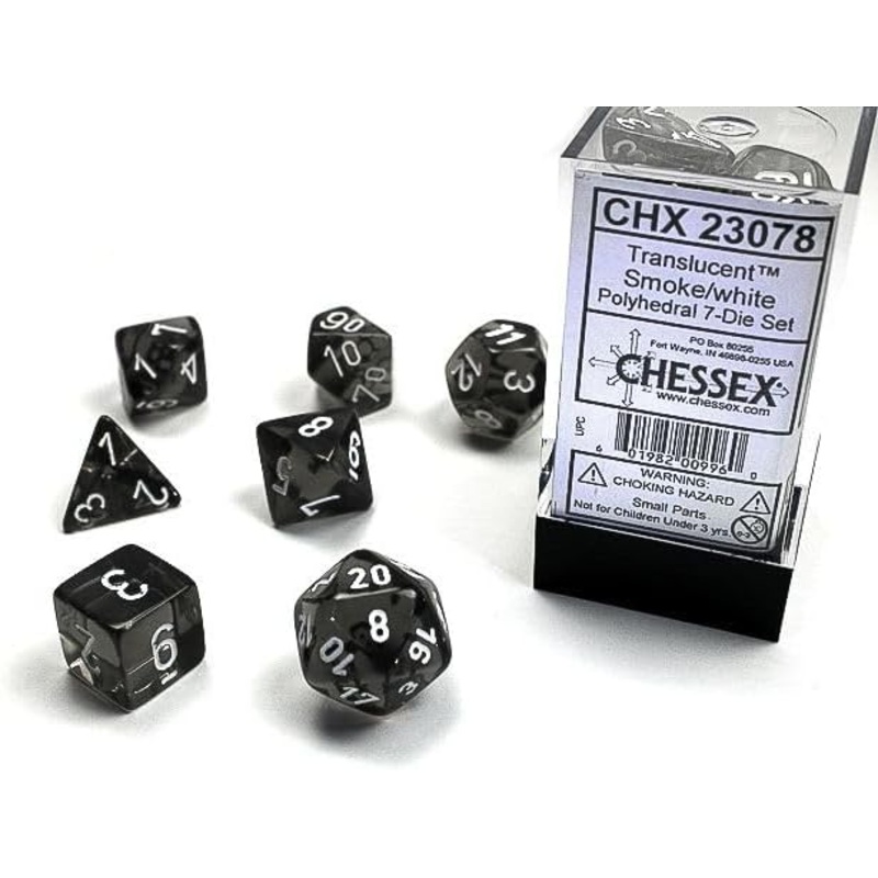 Chessex Dice Set: Translucent – Smoke/White (7)