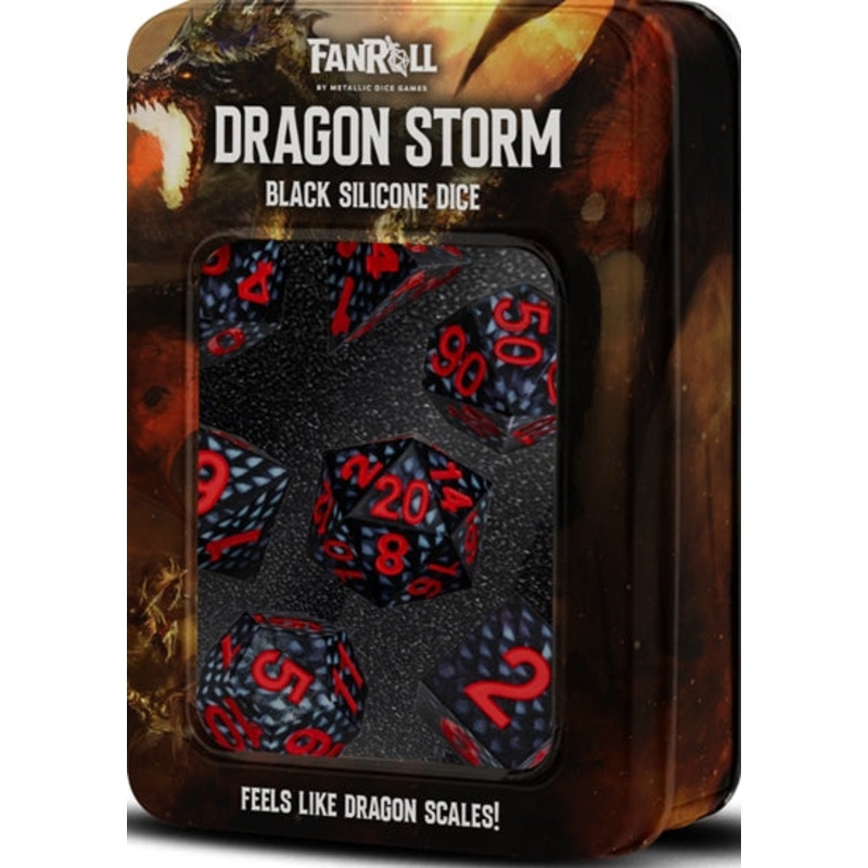 FanRoll Dice: Dragon Storm Dice – Black Dragon Scales (7)