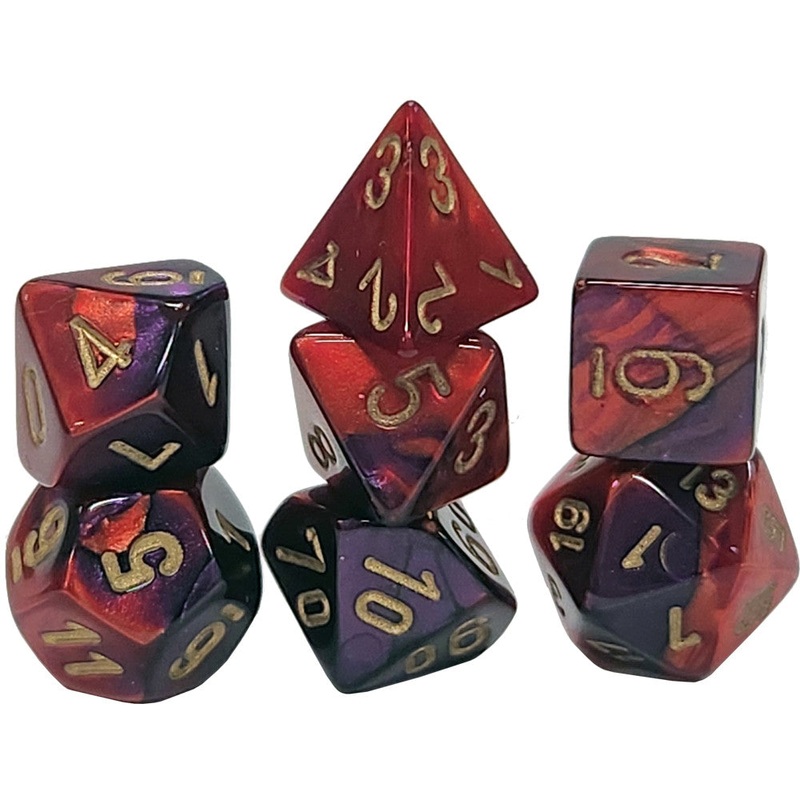 Chessex Mini Dice Set: Gemini – Purple-Red w/Gold (7)