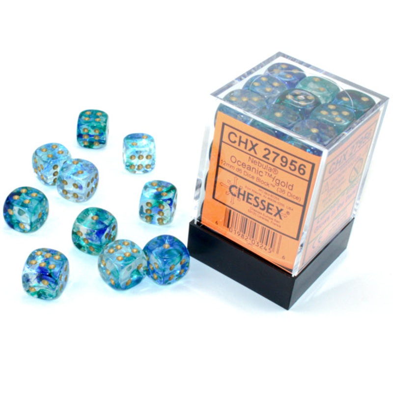 Chessex 12mm d6 Set: Nebula Luminary Oceanic/Gold (36)